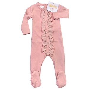 🦋MANIERE CENTER RUFFLE FOOTIE 12 months Mauve